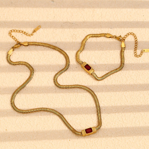 Bracelet Chaîne Femme En Acier Inoxydable Doré, Style Rétro Géométrique, Étanche, 1 Pièce, Collection Luxe. h5 Image6