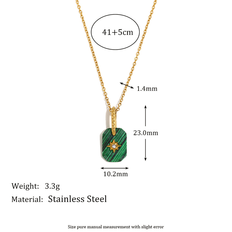 Collier Pendentif Femme Rétro Quadrilatéral En Acier Inoxydable Étanche Couleur Or (1 Pièce) Image8