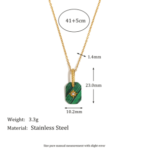 Collier Pendentif Femme Rétro Quadrilatéral En Acier Inoxydable Étanche Couleur Or (1 Pièce) h5 Image8