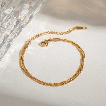 Bracelet chaîne femme élégant, ligne délicate, en acier inoxydable, étanche, couleur or (1 pièce).