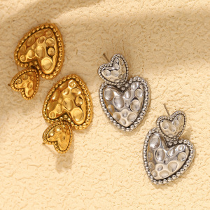 Boucles D'Oreilles Pendantes Pour Femme, Collection Romantique, En Acier Inoxydable Doré, Imperméables, En Forme De Cœur. h5 Image7