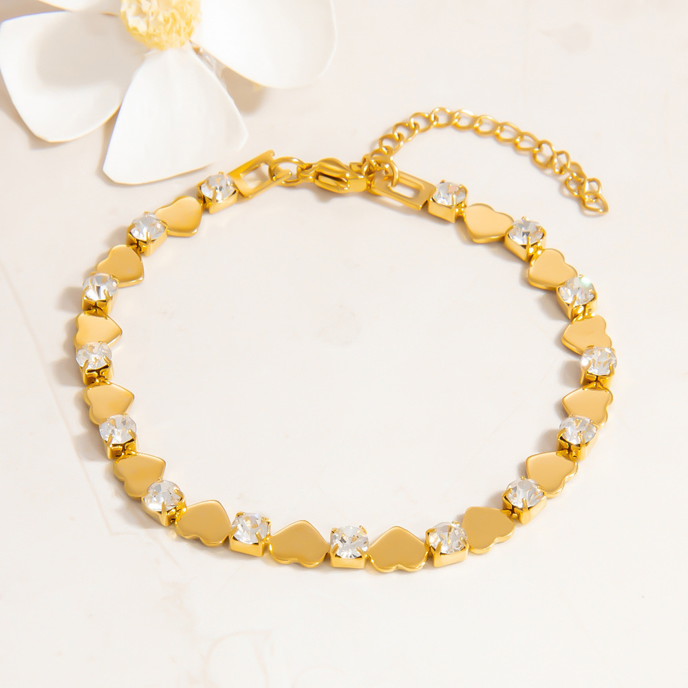 Bracelet Chaîne Élégant En Acier Titane Couleur Or Pour Femme, Série Luxueuse, 1 Pièce h5Image11