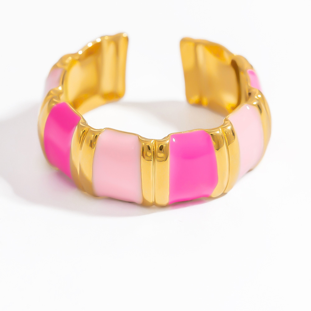 Bague Ajustable En Acier Inoxydable Couleur Or Pour Femme, Série Romantique, Motif Cœur De Vacances, 1 Pièce Image7