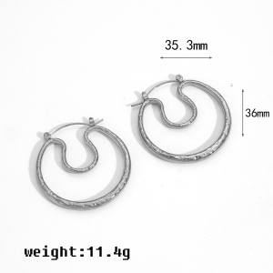 Boucles D'Oreilles Puces Pour Femme, Collection Particular Series, Forme Irrégulière, En Acier Inoxydable, Couleur Or, Étanches. 1 Paire h5 Image7