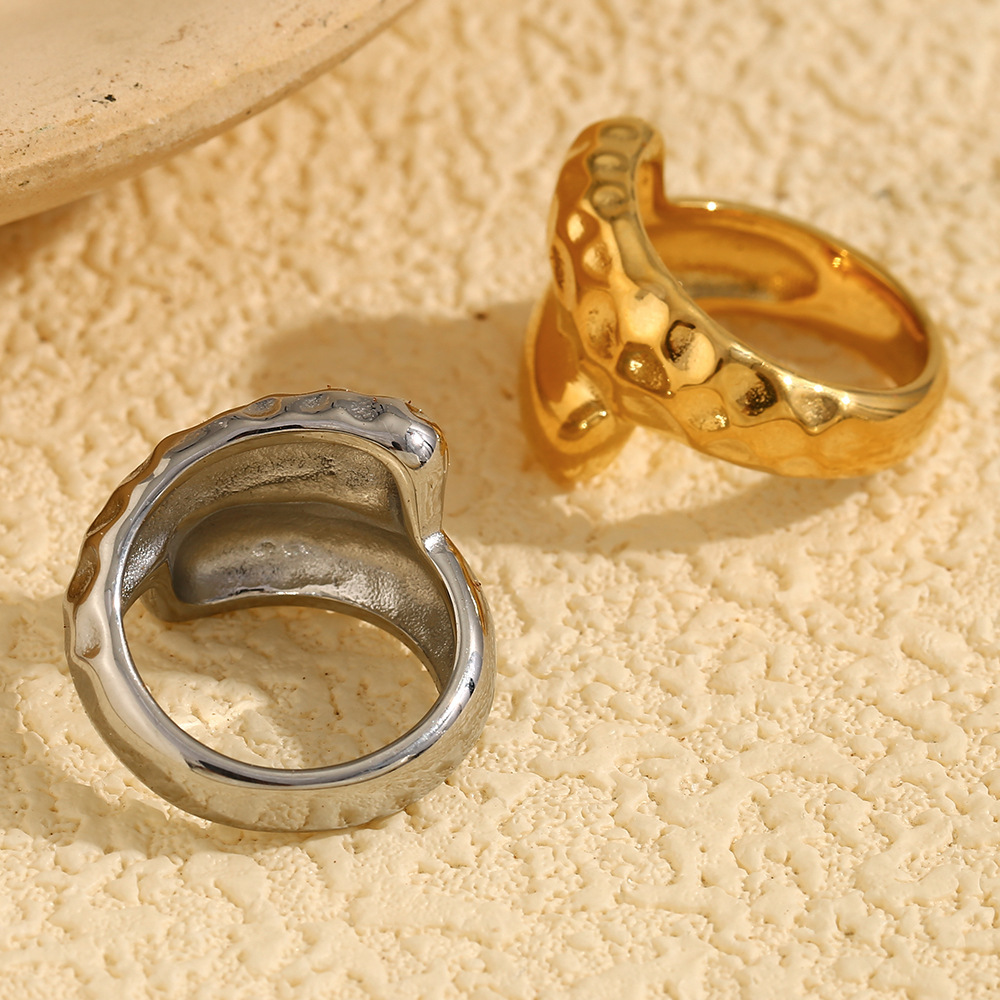 Bague Simple Pour Femme Daily Twist En Acier Inoxydable, Étanche, Couleur Or (1 Pièce). h5Image4