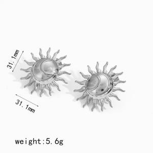 Ensemble De 1 Paire De Boucles D'Oreilles Pour Femme, Collection Charming Series, Délicates Boucles D'Oreilles En Forme De Soleil, En Acier Inoxydable Étanche, Couleur Or. h5 Image8