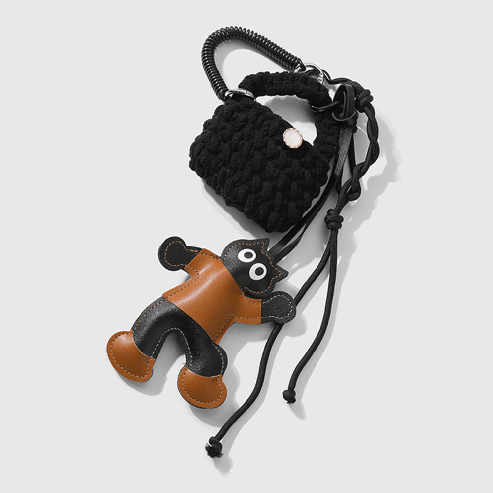 1 Pièce De Breloques De Sac Pour Femme En Cuir, Série Simple, Motif Animal Mignon h5Image4