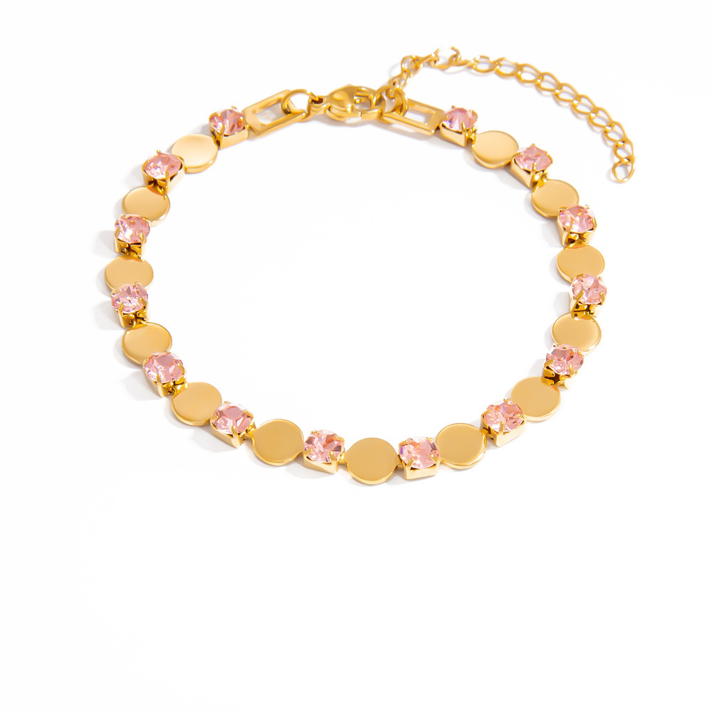 Bracelet Chaîne Élégant En Acier Titane Couleur Or Pour Femme, Série Luxueuse, 1 Pièce h5Image6