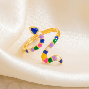 Bague Ajustable Pour Femme, Collection Charming Series, Forme Irrégulière Chromatique, Acier Inoxydable Huilé, Couleur Or, Étanche. h5 Image8