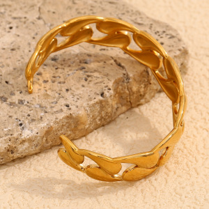 Bracelet Jonc Femme En Acier Inoxydable Doré, Style Torsadé Simple, 1 Pièce, Collection Luxe h5 Image6