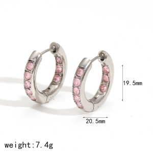 1 Paire De Boucles D'Oreilles Créoles Annulaires Brillantes En Acier Inoxydable Doré Étanche Avec Zircon, Série Polychrome h5 Image9