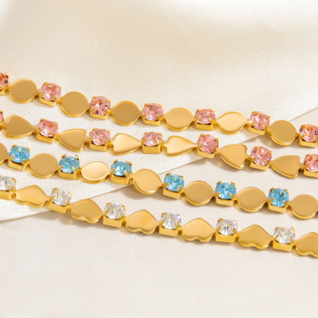 Bracelet chaîne élégant en acier titane couleur or pour femme, série luxueuse, 1 pièce
