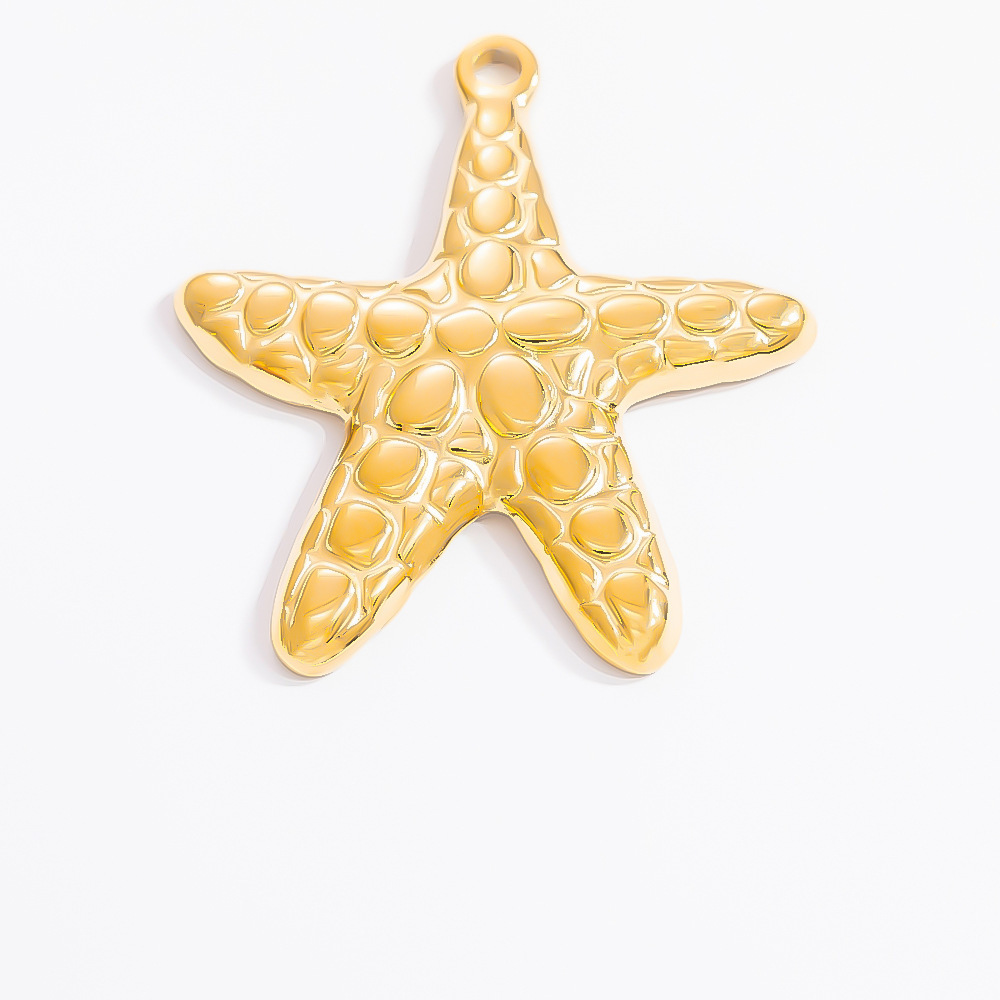 Pendentif Femme En Forme D'Étoile De Mer, Style Romantique Chic, En Acier Inoxydable, Couleur Or, Étanche, Collection Vacances (1 Pièce) h5Image11