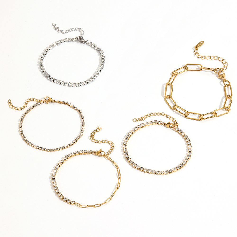 Bracelet À Maillons Pour Femme, Collection Shining Series, Orné D'Un Zircon Doré Et D'Un Cercle Exquis. Image4