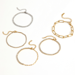 Bracelet À Maillons Pour Femme, Collection Shining Series, Orné D'Un Zircon Doré Et D'Un Cercle Exquis. h5 Image4