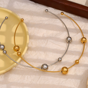 Collier Ras-De-Cou Femme Simple Series, Style Géométrique Décontracté, En Acier Inoxydable Imperméable, Couleur Or (1 Pièce) h5 Image7