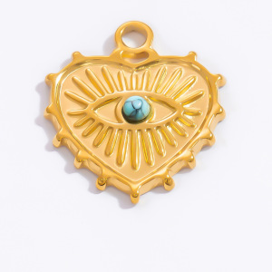 Pendentif Femme En Acier Inoxydable Doré, Imperméable, Motif Œil Délicat, 1 Pièce, Collection De Luxe h5 Image11