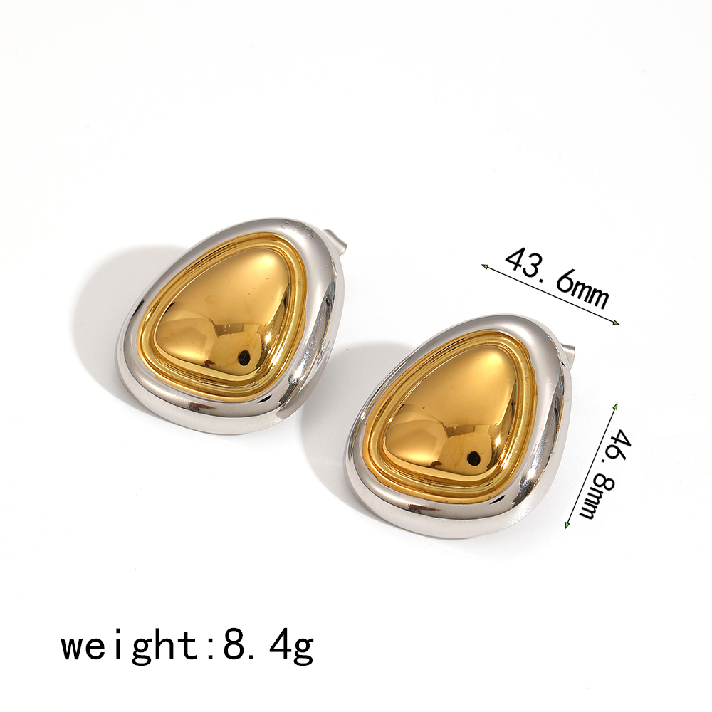 1 Paire De Boucles D'Oreilles Puces Pour Femme, Style Moderne Chic En Forme D'Étoile, En Acier Inoxydable Étanche, Coloris Or Et Argent. Image9