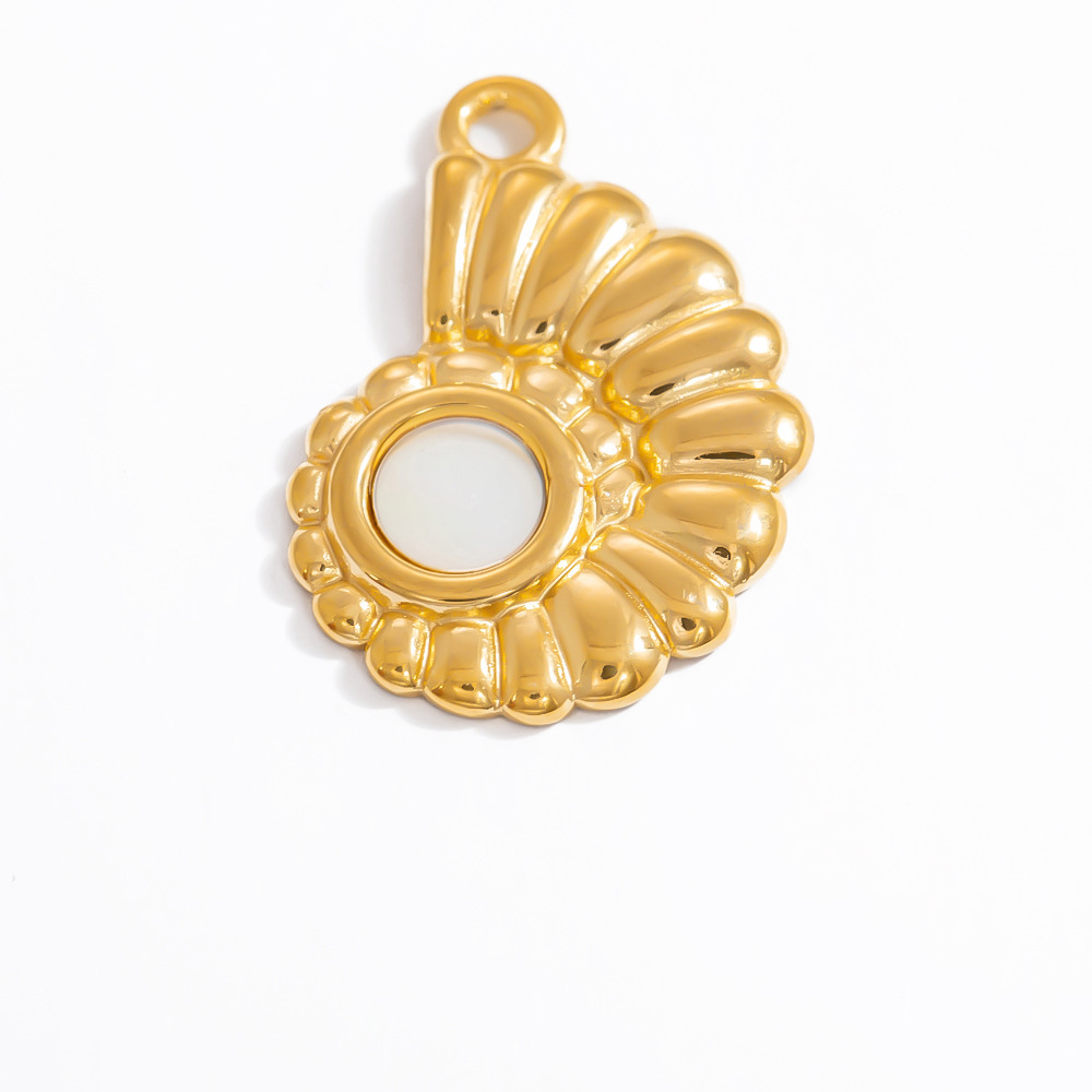 Pendentif Femme En Acier Inoxydable Couleur Or, Forme Délicate De Conque, Collection Classique (1 Pièce) Image11