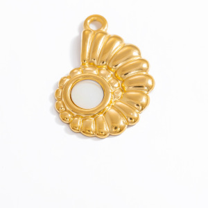 Pendentif Femme En Acier Inoxydable Couleur Or, Forme Délicate De Conque, Collection Classique (1 Pièce) h5 Image11