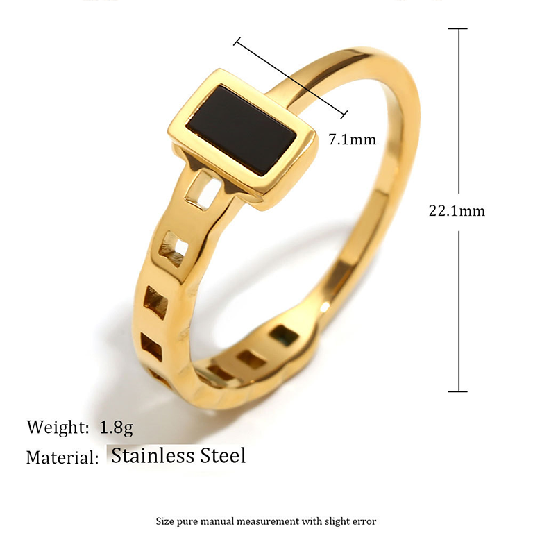 Bagues Minimalistes Modernes Quadrilatérales Pour Femmes, En Acier Inoxydable Étanche Couleur Or Image6