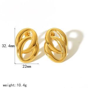 1 Paire De Boucles D'Oreilles Puces Pour Femme, Collection Exquisite, Double Couche, Rondes, En Acier Inoxydable Étanche, Couleur Or. h5 Image5