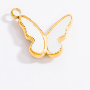 Pendentif Papillon Quotidien Pour Femme, Collection Romantique, En Acier Inoxydable Verni À L'Huile, Couleur Or, Étanche (1 Pièce) h5 Image9
