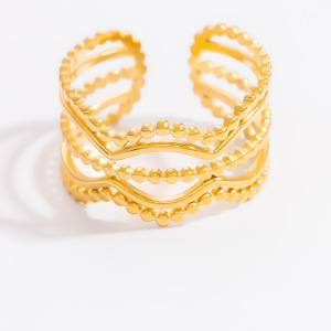 Bague Ajustable Pour Femme, Collection Classique Minimaliste, En Acier Inoxydable, Couleur Or, Étanche. h5 Image11