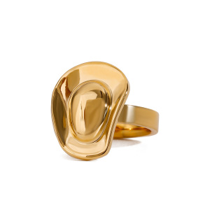 1 Paire De Bagues Simples Pour Femme En Acier Inoxydable Plaqué Or , Série Simple Et Élégante h5 Image7