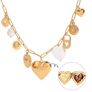 Collier Pendentif Élégant Et Chic En Forme De Cœur, En Acier Inoxydable Étanche, Couleur Or, Pour Femme, À Faire Soi-Même (1 Pièce) h5 Image6