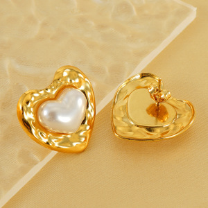 1 Paire De Boucles D'Oreilles À Tige En Acier Inoxydable Plaqué Or Avec Perles Pour Femme, Style Décontracté, Série Simple h5 Image4