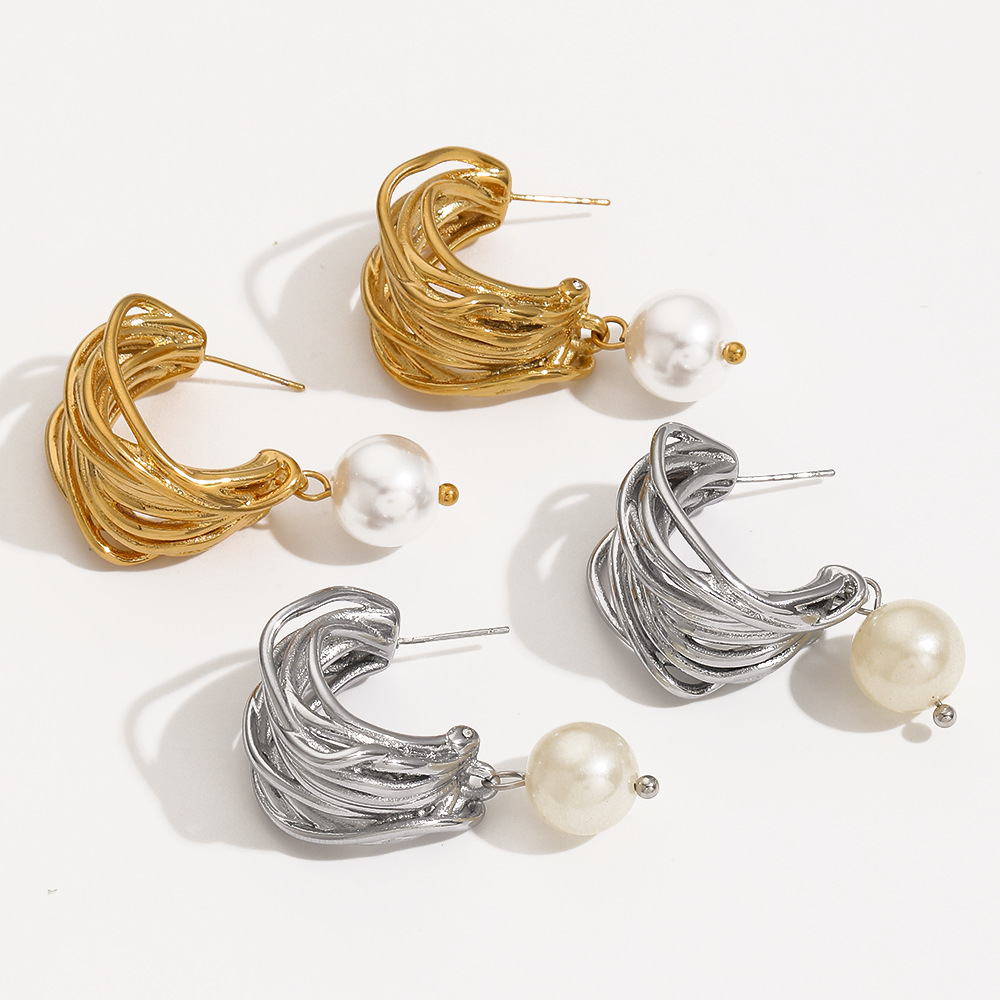 1 Paire De Boucles D'Oreilles Pendantes Plaquées Or, Collection Rétro Classique Pour Femme Image4