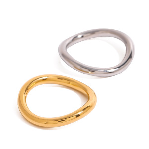 Bague Simple Pour Femme, 1 Pièce, Série Simple, Style Ins, En Acier Inoxydable, Couleur Or h5 Image10