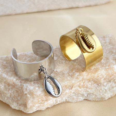 Bague ajustable pour femme, série simple, décontractée, en acier inoxydable, couleur or, motif tortue