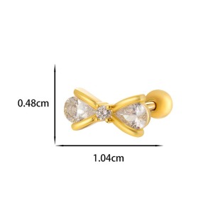 Boucles D'Oreilles À Tige En Acier Titane Et Zircon Pour Femme, 1 Pièce, Nœud Brillant h5 Image2