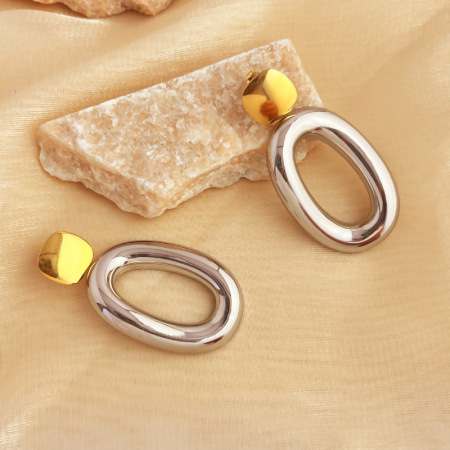 1 paire de boucles d'oreilles pendantes pour femme, en acier inoxydable imperméable, de couleurs assorties. 2