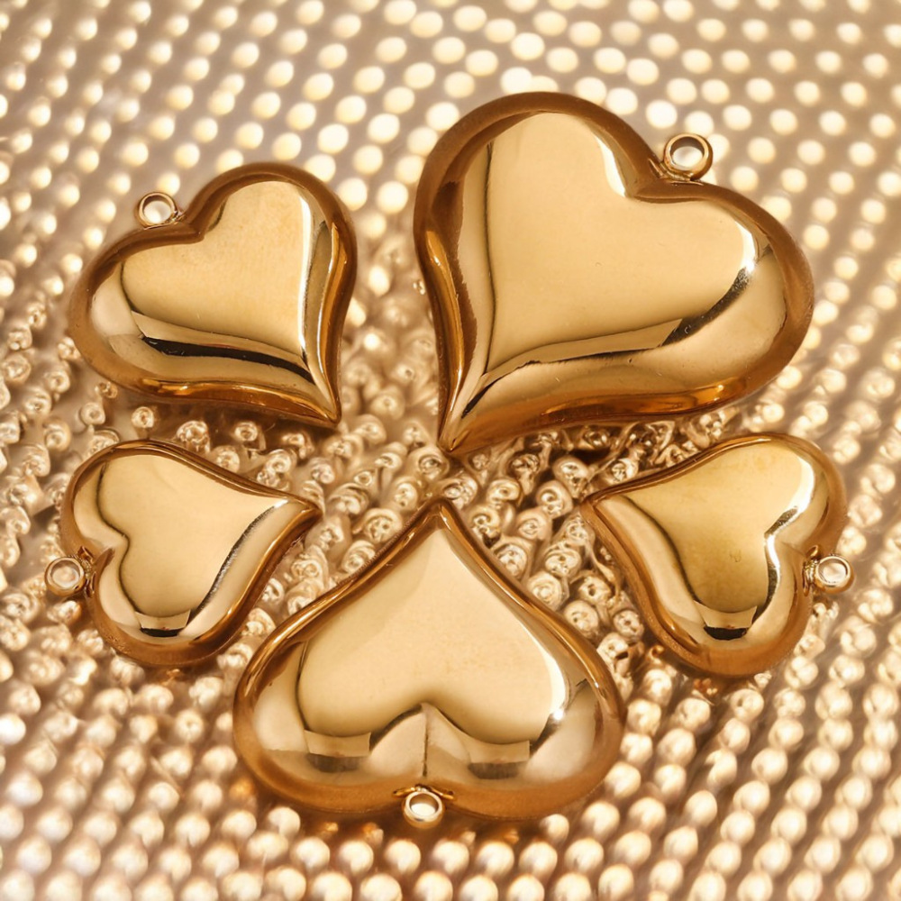 Pendentif Femme En Acier Inoxydable Doré, Étanche, En Forme De Cœur, Collection Romantique (1 Pièce) h5Image5