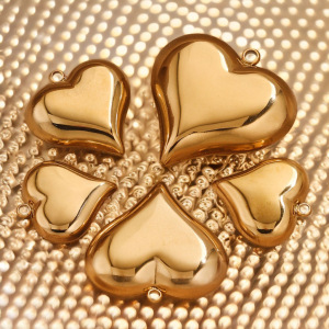 Pendentif Femme En Acier Inoxydable Doré, Étanche, En Forme De Cœur, Collection Romantique (1 Pièce) h5 Image5