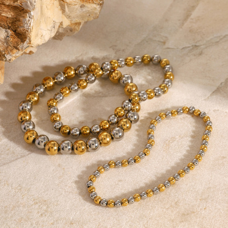 Ensemble de colliers en acier inoxydable imperméables avec perles et couleurs assorties 2