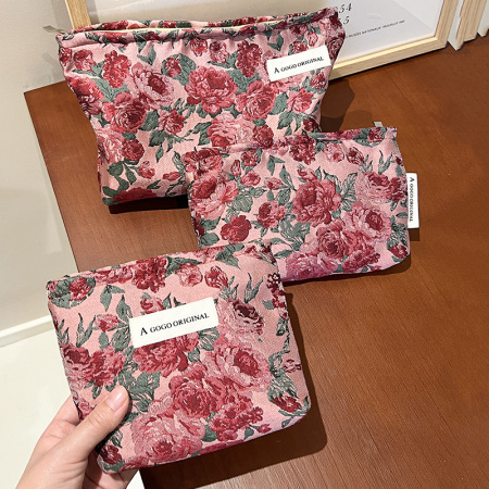 Sac à main en polyester pour femme, série romantique, motif fleurs douces, 1 pièce