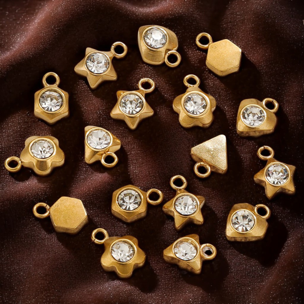 1 Paire De Pendentifs Pour Femme En Forme De Cœur Simple, Plaqués Or , En Zircone Image5
