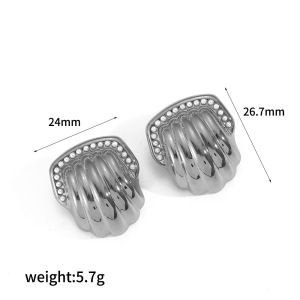 1 Paire De Boucles D'Oreilles À Tige Géométriques En Acier Inoxydable Plaqué Or Pour Femme, Série Simple h5 Image5