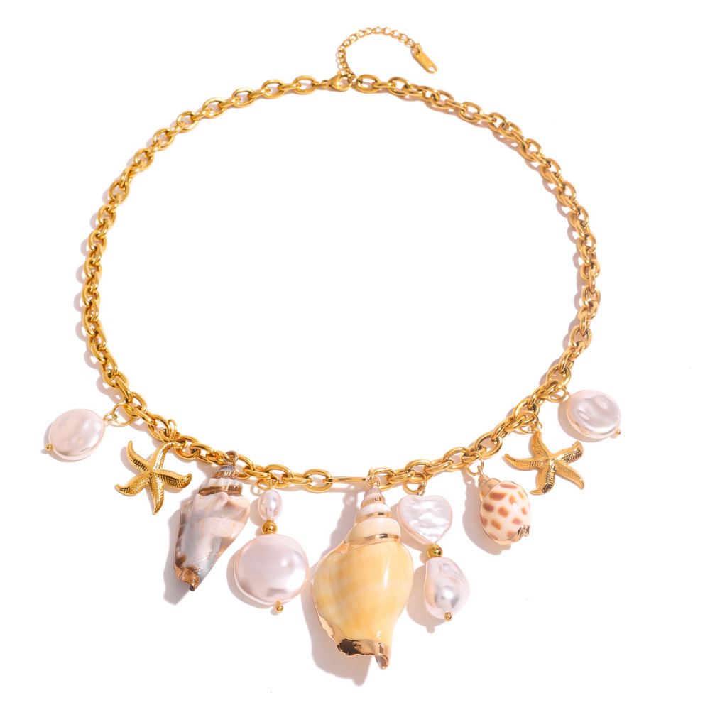 Collier Avec Pendentif Tortue De Vacances En Acier Inoxydable Plaqué Or Pour Femme, Série Simple, 1 Pièce h5Image5