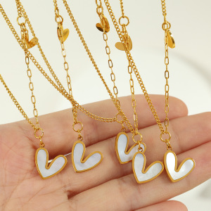 Collier Avec Pendentif En Forme De Cœur En Acier Inoxydable Plaqué Or  Pour Femme, Série Simple h5 Image3