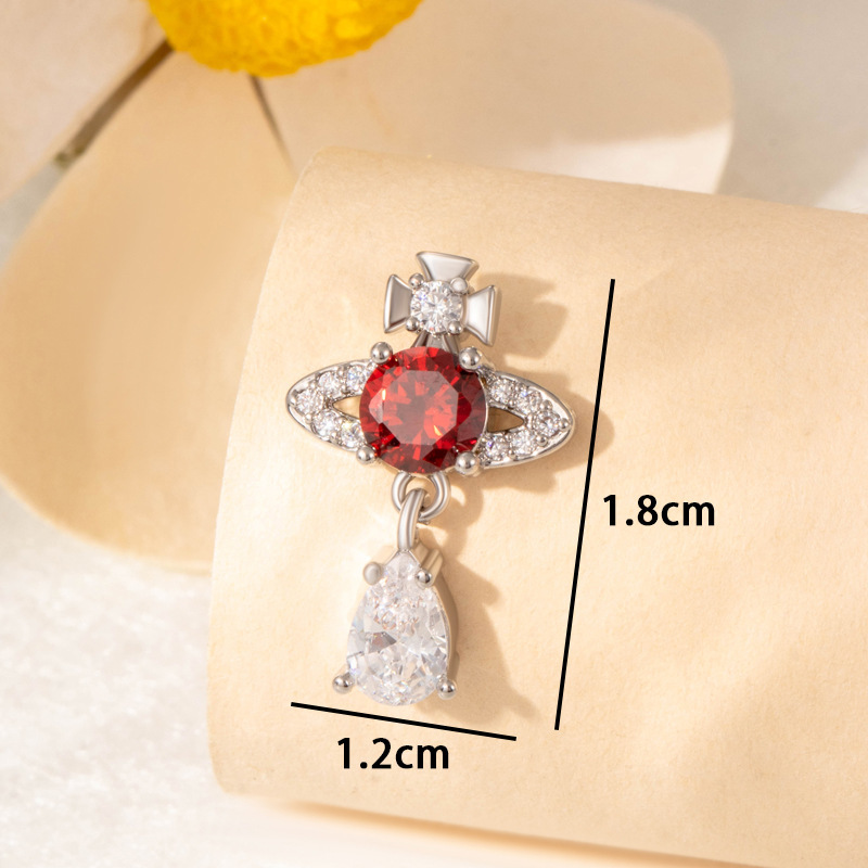 1 Pièce De Boucles D'Oreilles À Tige En Acier Titane Et Zircone Pour Femme, Série Simple, Goutte Simple, Sans Placage h5Image8