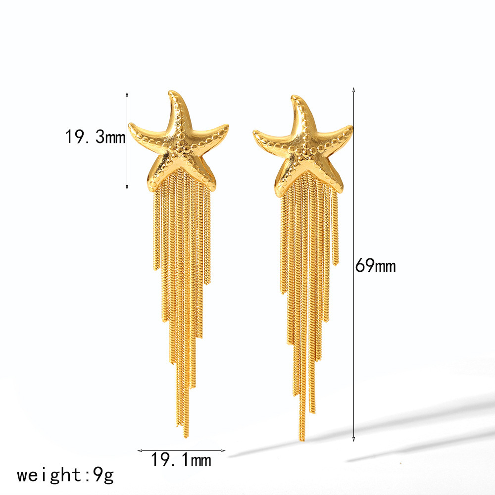 Boucles D'Oreilles Pendantes Pour Femme, Modèle Simple Et Haut De Gamme, À Pompons, En Acier Inoxydable Plaqué Or. Image5