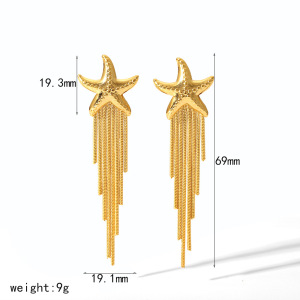 Boucles D'Oreilles Pendantes Pour Femme, Modèle Simple Et Haut De Gamme, À Pompons, En Acier Inoxydable Plaqué Or. h5 Image5