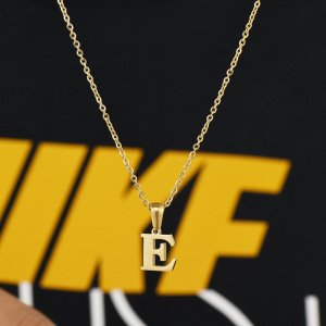 Collier Avec Pendentif En Acier Inoxydable Plaqué Or Pour Femme, Série Simple, Lettre Simple h5 Image2
