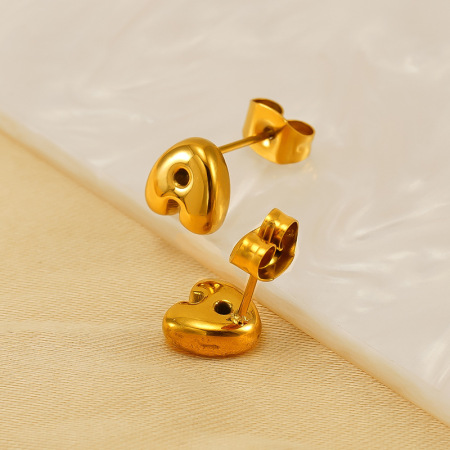 1 paire de boucles d'oreilles à tige élégantes en acier titane plaqué or pour femme, série simple 2