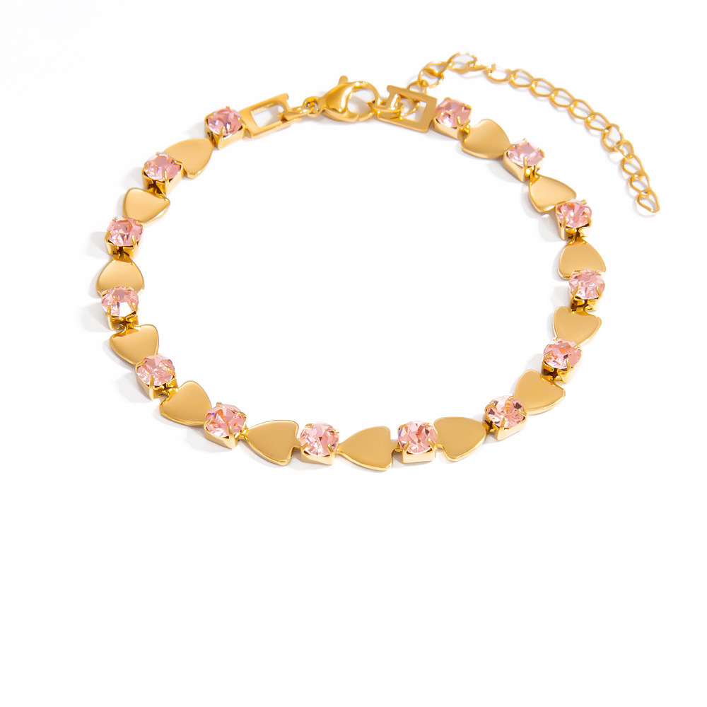 Bracelet Chaîne Élégant En Acier Titane Couleur Or Pour Femme, Série Luxueuse, 1 Pièce h5Image5